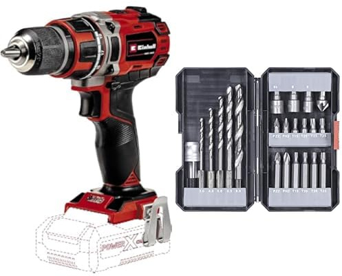 Einhell Taladro/destornillador con Batería TE-CD 18/50 Li BL Solo Power X-Change (18 V, máx. 50 Nm, portabrocas de 13 mm, sin Batería ni Cargador) + Kit de brocas/ puntas
