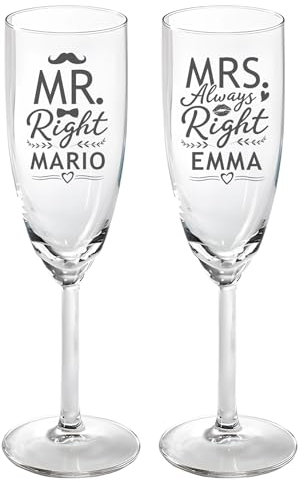 Set de Copas de Cava/Champán para Novios | Grabado Personalizado | Regalo de Boda Original | 3 diseños diferentes