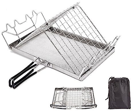 Parrilla plegable de acero inoxidable, portátil, para exteriores, accesorios de camping, inoxidable
