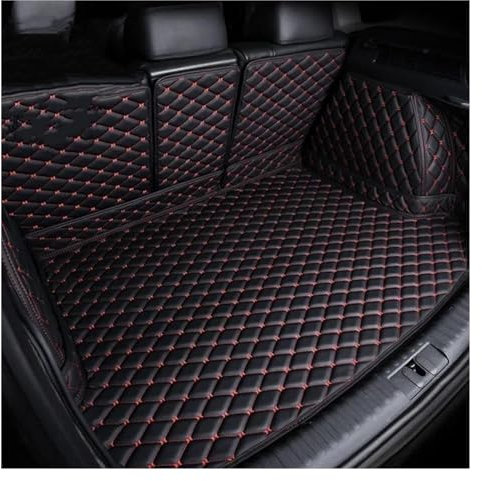 DZSTAIYOUSM Kofferraummatte Für Ford Alle Modelle Für Fiesta Juni 1976 – Juli 2023, Individuelle Kofferraummatte, Kofferraumschutz Kofferraummatten(Schwarz Rot)