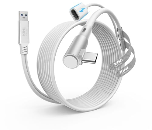 KIWI design Link-Kabel mit Ladefunktion 5M Kompatibel mit Meta Quest 3s Quest 3 Quest 2/Pro/Pico 4 und PC/SteamVR, USB 3.0 zu USB C mit 5 Gbps High-Speed für Erweitertes Gameplay