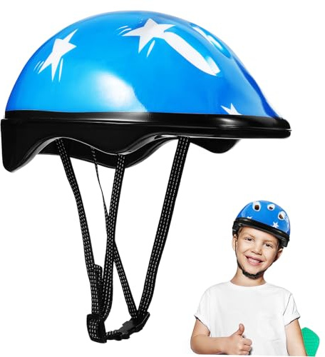 Healeved Casco da Bicicletta per Ragazzi Stelle e Fori di Aria Casco per Biking e Pattinaggio, Realizzato in Schiuma, Colore Blu