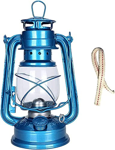 PXAMORTEL Glas Kerosinlampe Öllampe, Petroleumlampe, antike Öllampen aus Glas und Metall mit 2 Dochten, große Hängelampe, Tischdekoration, Petroleumlaterne(Blue)