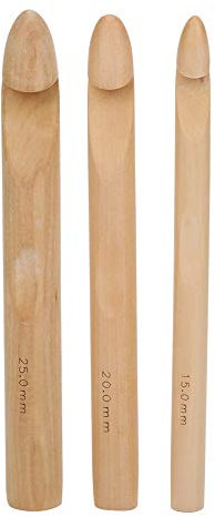 Hölzerne Häkelhaken Set, Holzwebnadeln für Hüte, Haustiermatten, Holzhäkeln mit Glattem Körper, für -Liebhaber, 3pcs Großes Dickes Werkzeug 15 Mm 20 Mm 25 Mm