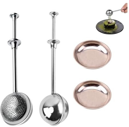 2PCS Flour Sifter, Flour Shaker, 2-Piece Set with 2 Round Dishes, Ideal for Home Bakers, Tea Enthusiasts, and Cooking Lovers, Perfect for Sifting Flour, Sugar, and Spices