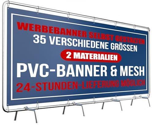 Personalisiertes Werbebanner – Selbst gestalten mit Text & Bild | Individuelles Banner für Werbung, Events & Feiern | Wetterfest & UV-beständig | Druck in Profi-Qualität (Banner 2:1a)