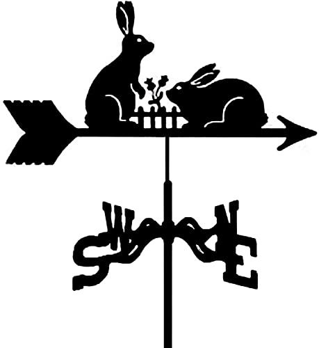 Metal Wind Vane,Garden Rabbit Direction Indicator,with Roof Mount Weathercock,Stainless Steel Weathervane for Garden Gazeb,Shape Metal Weathervane