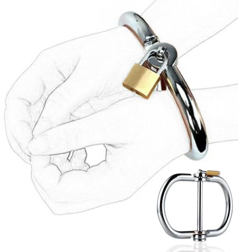 Abschließbare SM-Handschellen aus Metall – mit Schloss Schlüssel – Expressive Fesselung fürs Bett oder Fetisch-Setting – für sie & ihn, Paare, Training