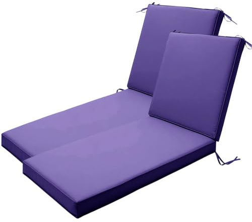 Aocase Pack 2 Colchón para Tumbona Plegable de Jardín, Cojín para Tumbona Grueso y Cómodo Poliéster Impermeable Repelente al Agua, para Uso Exterior en Piscina o Terraza,Blue Purple,188x58x5cm