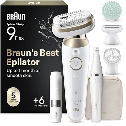 Braun Epilateur Electrique Femme Silk Epil 9, 9-681 3D FaceSpa, Blanc et Or
