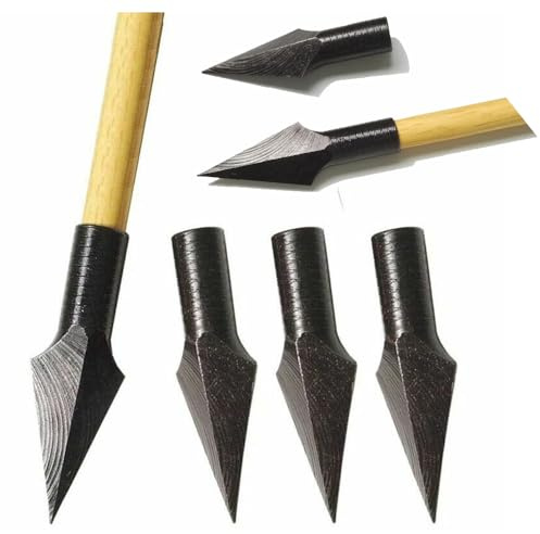 PYMUST 6 Unidades de Puntas de Flecha para Tiro con Arco Puntas Tradicionales de Caza para Flechas de Madera y bambú Puntas para Tiro al Blanco