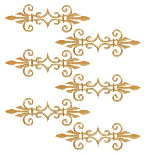 Generisch 6 Stück Goldene und Silberne Blumenstickerei Aufnäher zum Aufbügeln Lange Blätter Applikationen aus Strapazierfähigem Stoff für Bühnenkostüme und Historische Kleidung
