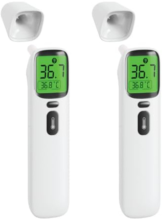 IEA Green Fieberthermometer Baby kontaktlos – Infrarot Stirnthermometer | Kontaktlose Infrarot-Stirnmessung in Sekunden – Fieberalarm, Speicher & beleuchtetes Display; für Baby, Kind & Erwachsene