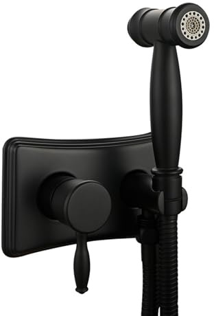 FQYEP Doccetta per Bidet Incasso Doccino Bidet per Wc con Miscelatore Doppia Modalità Ottone,Nero