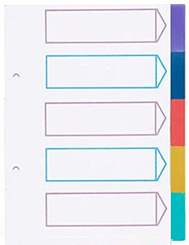 New A5 5 Part Dividers Colour Coded Tabbed Ringbinder Folder Index Sheet