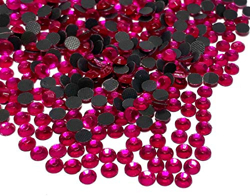 Perlin - Hotfix Strasssteine Glitzersteine Rhinestone Glass Strass Perlen AAA Qualität zum Aufbügeln Selbstklebend 2,8~3mm SS10, 7200stk, Fuchsia Pink