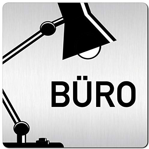 Türschilder24 XXL Schild - Türschild (B) • 125 x 125 x 1,5 mm • Büro + Lampe 001 • 1,5 mm Aluminium Vollmaterial • 100% Made in Germany