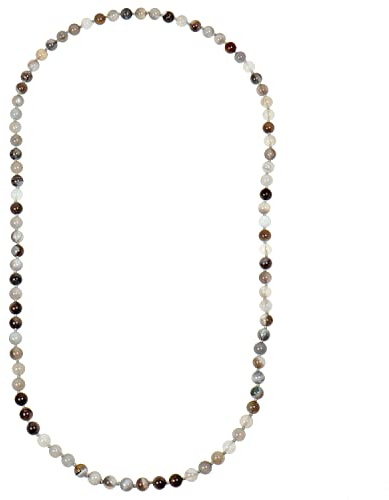 ELEDORO Edelstein Kette Damen 80 cm Endloskette 8 mm handgeknotet