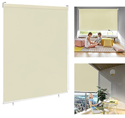 YARDIN Tenda a rullo oscurante per esterni, protezione UV e ombreggiatura, per la privacy, per balcone, terrazza e giardino, beige, 180 x 240 cm