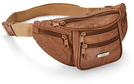 Woodland Leathers Bauchtasche aus echtem Leder, wasserdichte Gürteltasche und Bauchtasche für Damen und Herren, Hüfttasche als Reise-, Urlaubs- und Geldgürtel, modische Bauchtasche mit dem Hund und