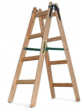 Leiter aus Holz Doppelstufenleiter Stehleiter Sprossenstehleiter Holzleiter Malerleiter 4 Sprossen