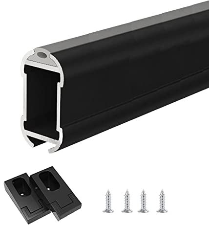 YLLFFLL Schwarze Garderobenstange für hängende Kleidung Heavy Duty, Länge 15~60 Zoll mit Schrauben/Flansch, Schrankstange für Schrank/Schuhschrank/Garderobe (Size : Length 55cm/21.6in)