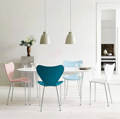 Chleby Set di 4 Sedie da Pranzo impilabili Sedia Polipropilene Sedie in Plastica Sedie da cucina adatte per Sala da Pranzo, Cucina, Soggiorno, Giardino, Bianco Blu Verde Rosa