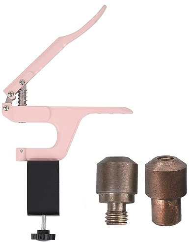 Trimming Shop Set di fustelle di fissaggio a doppio tappo da 6 mm con pinza da tavolo ZYT rosa, rivetti tubolari, strumento di fissaggio per riparazione e sostituzione di abbigliamento, cucito,