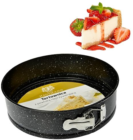 KARL HAUSMANN Tortiera Apribile - Ø 24 cm - Nero Teglia torta in Acciaio Carbon Steel - Rivestito in Antiaderente - Tonda Tortiera a Cerniera - Stampo Cheesecake - Tortiere per Dolci - Marmo Nero