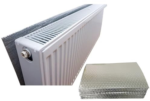 AQS INTERNATIONAL Radiator Foil Insulation Roll 5mx60cm - 3mm Thick Thermal Bubble Silver Reflective Heating Panel - Sticky Pads Inside - Energy Saver, Easy to Cut & Install ( 197x23.6 )