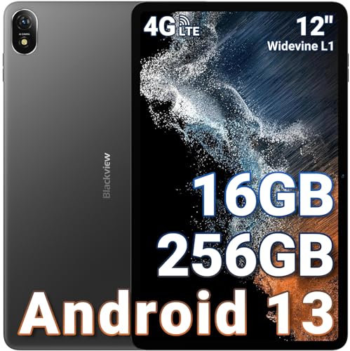 Blackview Tab18 Top Tablet 12 Zoll [2024], 16GB RAM +256GB ROM (1TB TF), Android 13, Helio G99 Octa-Core Gaming, 8800mAh Akku 33W, 2.4K Display, 16MP+8MP, 4G LTE+5G WiFi, Widevine L1