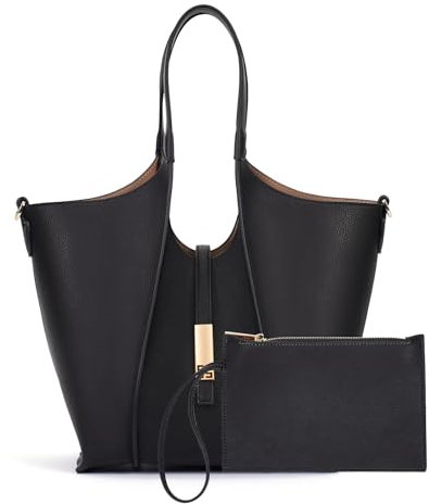 CHAMAIR Shopper Tasche Damen Tote Bag Elegant Damenhandtasche Henkeltasche Damen Handtasche Umhängetasche mit Geldbörse PU Leder Schultertasche Women's Totes Handbag Bürotasche