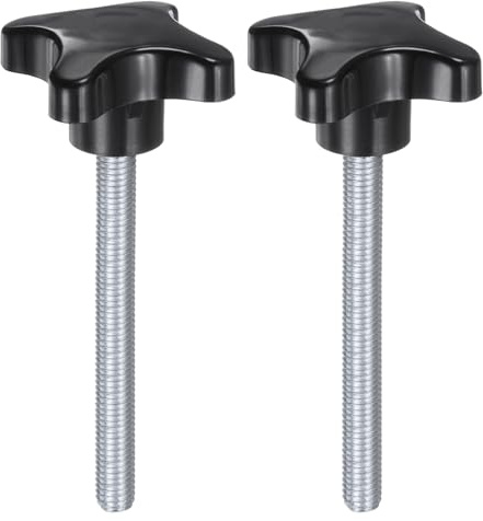 QUARKZMAN 2 Stück Rändelschrauben mit Kreuzgriff M10 x 90mm Sterngriffschraube Kunststoff Knopf Verzinkter Kohlenstoffstahl Gewinde Klemmschraube Sterngriffmutter Klemmknopf für Maschine