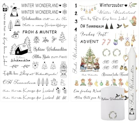 Ovaletta 2 Stück Kerzentattoos, Kerzentattoos Weihnachten, Kerzen Tattoo, Weihnachten Deko, Kerzen Dekorieren, Weihnachten C, A4(30 cmx20cm)