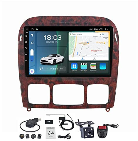 MLXABH Schermo da 9'' 2 DIN Car Stereo GPS Navigatore satellitare Android 11 per Ben-z Classe S W220 1998-2005 Navigazione per Auto nel cruscotto Supporto Ricevitore Audio Car-Play Auto/FM AM Radio/