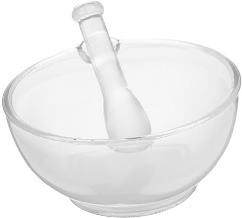 GARVALON Juego de Mortero y Recipiente de Vidrio Resistente para Laboratorio y Cocina Cuenco Versátil para Moler y Triturar con Alta Durabilidad