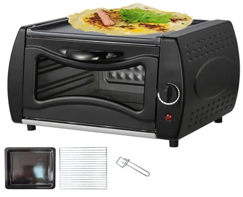QUTBAG Mini Forno Elettrico per Pizza, Forno Tandoor con Morsetto per Disco, Macchina per Il Pane Chapati Roti Lahmacun Manakish Naan con Controllo della Temperatura E Porta della Piastra Calda B