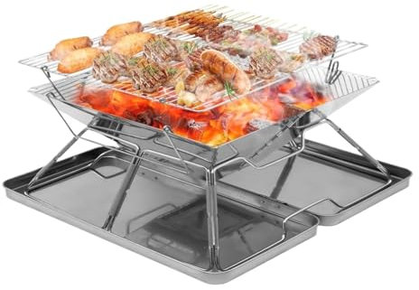 Camping Grill Träkol Rostfritt Stål Grill Bärbar Camping Grill För Backpacking Vandring Rese Picknick Campinggrill Picknickgrill