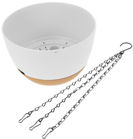 Happyyami Vaso Da Fiori Sospeso in Plastica Con Gancio e Foro Di Drenaggio Per Piante Verdi, Portafiori Appeso Per Balconi, Verande, Interni e Aree Esterne, Robusto in Pp e Ferro, Misura Media
