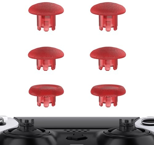 eXtremeRate Clear Red Replacement Swappable Thumbsticks for PS5 Edge Controller, Custom Interchangeable Analog Stick Joystick Caps for PS5 Edge Controller - Controller & Thumbstick Base NOT Included