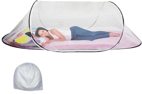 Pop up Mosquito Nets, Foldable Mosquito Net, Portable Single Person Large Space Encryption Mesh Mosquito Net without Installation for Home, Dormitory, Travel, Camping