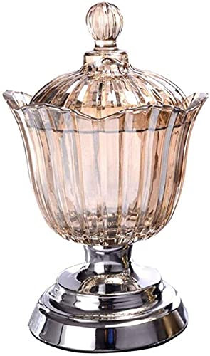 BODHIS Frutero, frutero, Tarro de Cristal con Tapa, Plato para Frutos Secos, joyero, Gran Recipiente de Cristal, decoración, Bandeja para Aperitivos (Plateado)