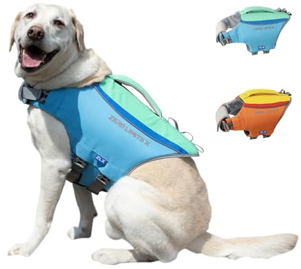 ZLX Dog Life Jacket, High Buoyancy Dog Life Vest with Secure Handle, Ripstop Lifejacket for Swimming, Boating, Water Safety, Adjustable Lightweight Floating Pet Preserver, Small, Blue