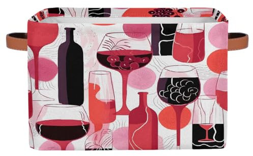 Mexpekil Cesto portaoggetti in vetro per bottiglie di vino rosso, contenitore per giocattoli per bambini, pieghevole, organizer in tessuto, per scaffali, grande cesto regalo con manici, 1 pezzo