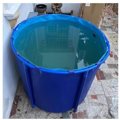 Piscina Fuori Terra - Rivestimento in PVC con Telaio, Serbatoio d'Acqua Rotondo in Tela per laghetto Acquario, Vasca di Raccolta per Allevamento di Koi/Pesci Rossi, Facile da inst