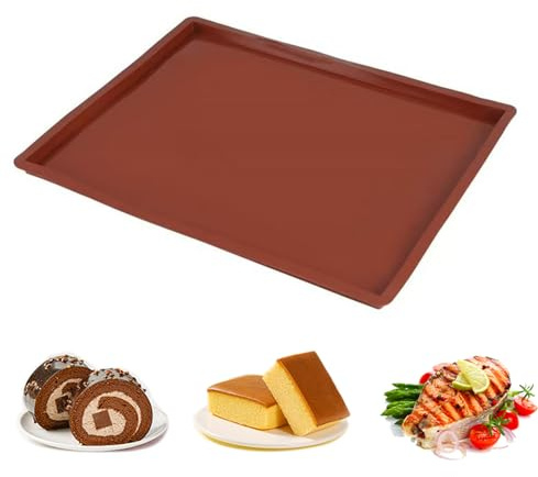 Moule Genoise Rebords 38x30x1.5cm Silicone Tapis Cuisson anti-débordement Tapis a Rouler Genoise Silicone Rectangulaire Moule Genoise Plaque Haut