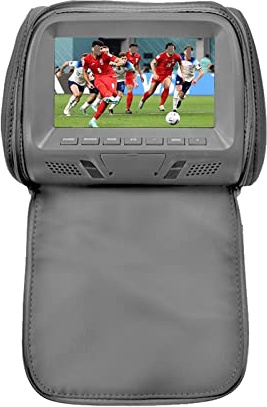 Universel 7 Pouces Appui-Tête De Voiture MP4 Oreiller Moniteur Lecteur Multimédia avec Adaptateur Prise Briquet USB SD MP5 FM Haut-Parleurs SH7038-P5 Moniteur pour sièges arrière(707-Gray-C)