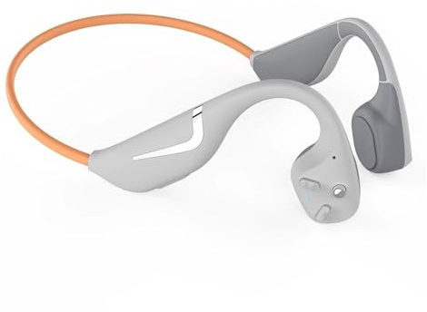 XYRTHSKO RGB Light Bone Conduction Headset Wireless Bluetooth Headphone with MIC BT 5.3 IPX7 Waterproof,Compatible for Sport Night Running(DV68 Grey)