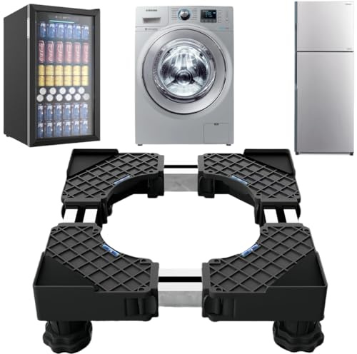 QinSuiKai Double Stronger Mini Fridge Stand, 8 Steel Tube and 4 Strong Feet with Raised Base Adjustable Refrigerator Stands, Suitable for Washing Machine, Dryer, Wine Cabinet (Only Fridge Stand)