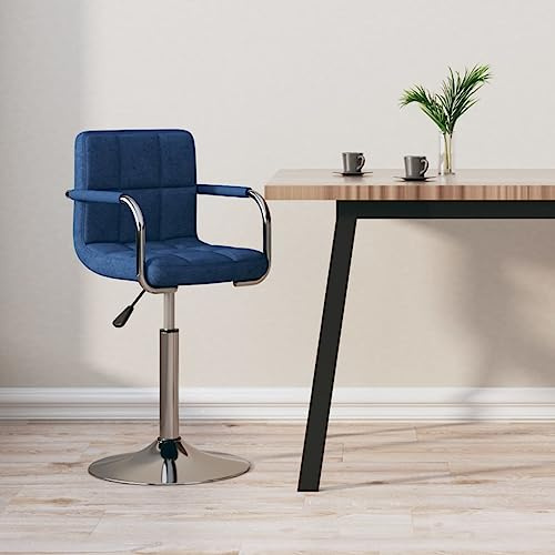 Tonture Barhocker Blau Stoff, drehbarer Küchen-Tresenhocker mit Armlehnen, Verstellbarer Counter Stool für Kücheninsel, moderner Barstuhl mit Gasdruckfeder, 48x47x(71-85,5) cm